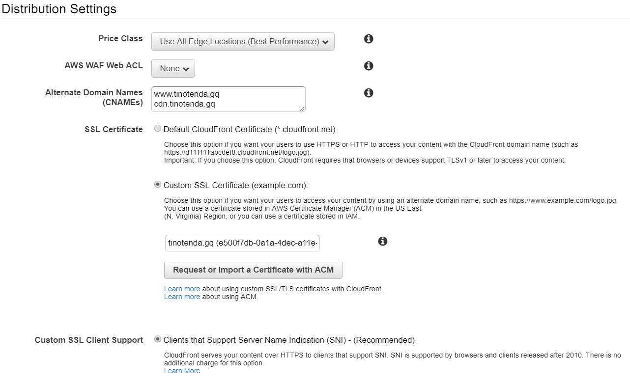 CloudFront configuration custom domain